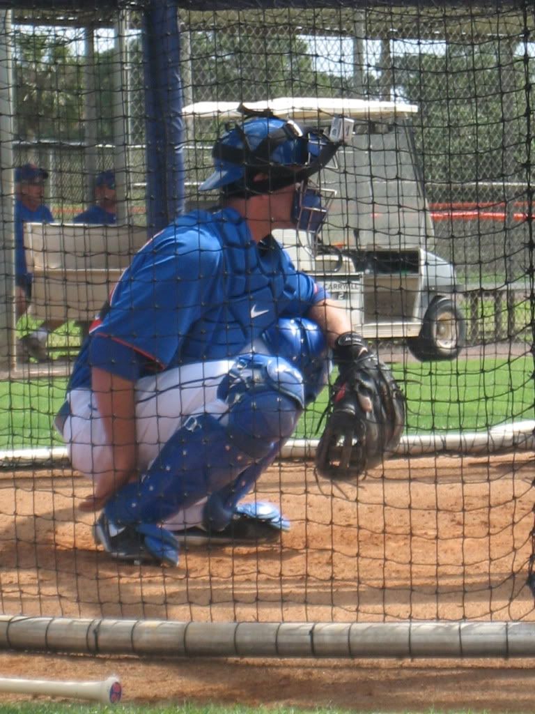 Thole, wearing Catcher-cam for SNY while catching RA Dickey