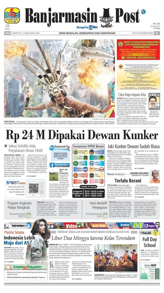 BPost edisi, Senin (6/3/2017)