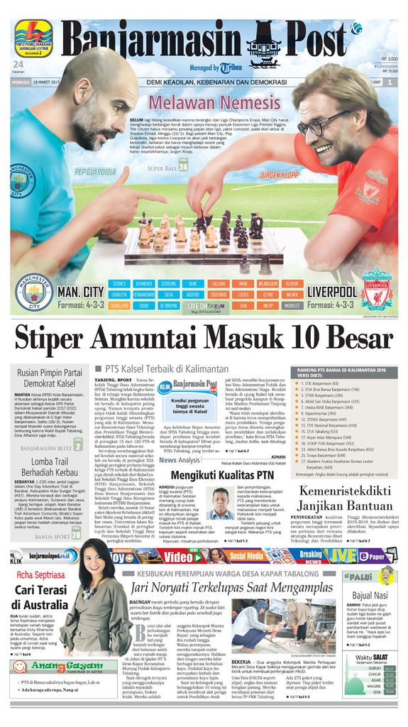 BPost edisi Minggu (19/3/2017)