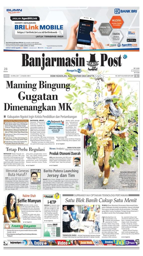 BPost edisi Senin (10/4/2017)