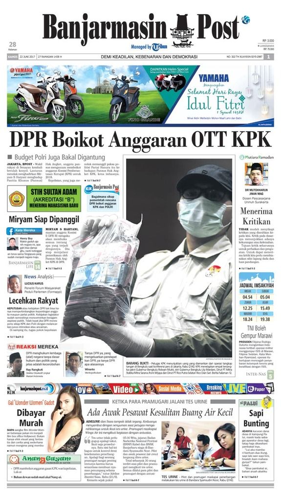 BPost edisi Kamis (22/6/2017)
