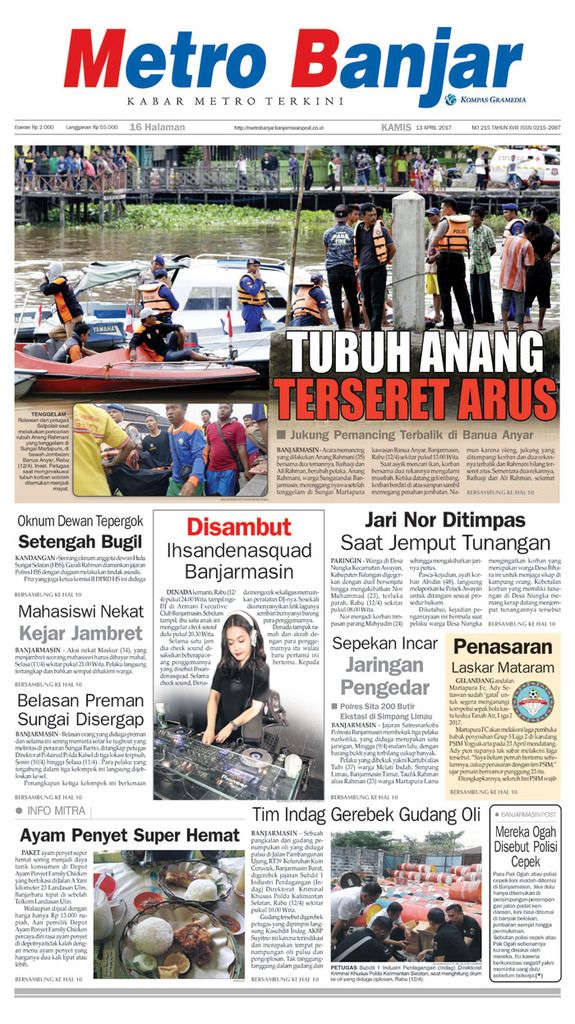 Metro Banjar edisi Kamis (13/4/2017)