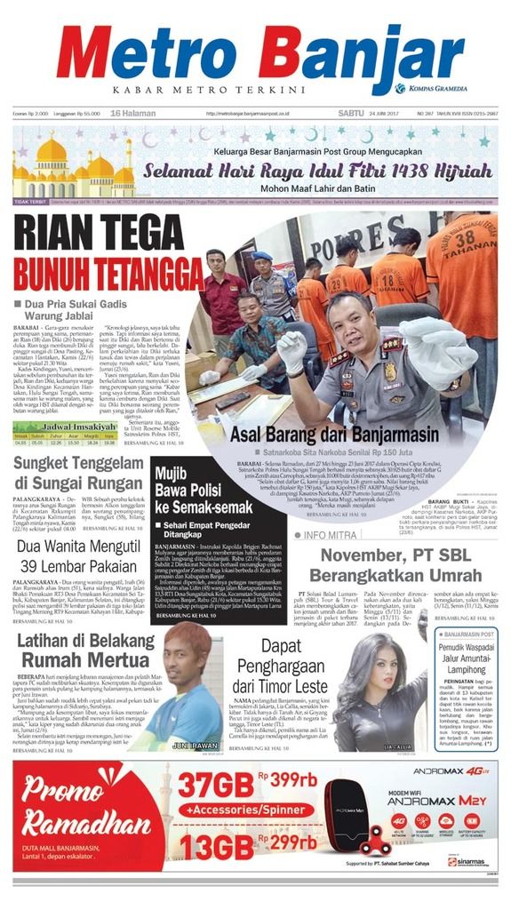 Metro Banjar edisi Sabtu (24/6/2017)