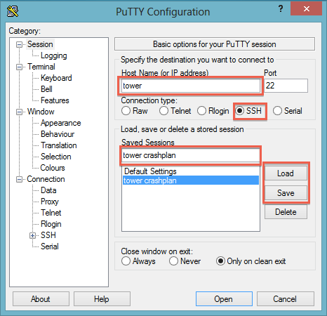 Click on the “Default Settings” session and click “Load” to reset the window. Now you should create a saved session just for Telnet this time.