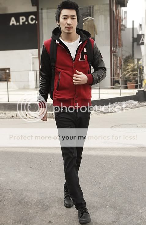 Casual Hoodie Varsity Letterman College Baseball Jacket  