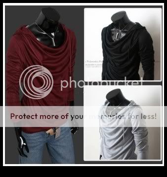 Mens Slim Sexy Heap Collar Trendy Hoodies Tops Coat 5Color M L XL 