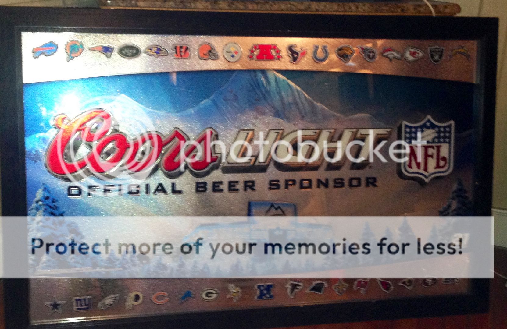2007 Coors Light framed football mirror