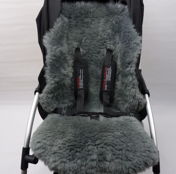 GREY SHEEPSKIN Buggy Pushchair Pram Car Seat Liner Mat Natural Warm and