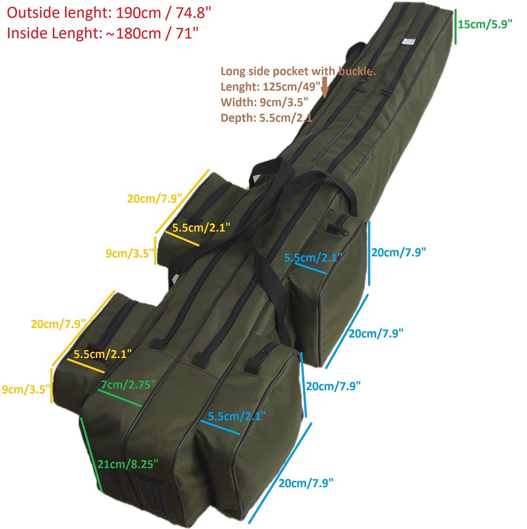 190cm long Fishing Rod Holdall Bag Carry Case Luggage rods with reels 2